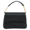 BALLY Hand Bag Leather Black Gold Auth 161359-2