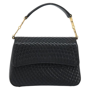 BALLY Hand Bag Leather Black Gold Auth 161359 - 0