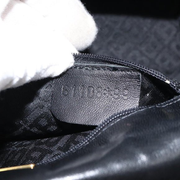 BALLY Hand Bag Leather Black Gold Auth 161359