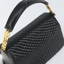 BALLY Hand Bag Leather Black Gold Auth 161359-6