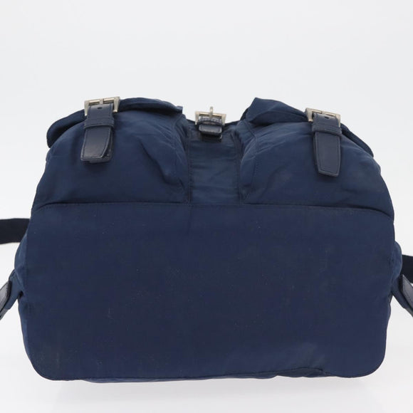 PRADA Backpack Nylon Navy Silver Auth 161363