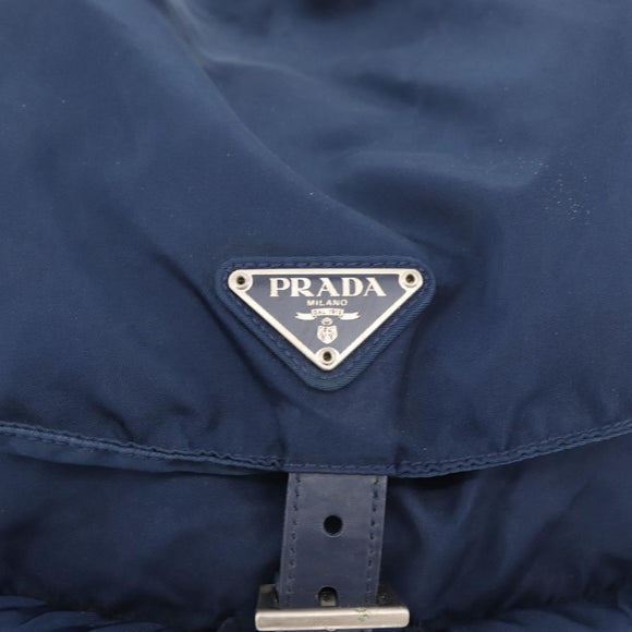 PRADA Backpack Nylon Navy Silver Auth 161363