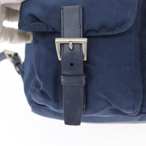 PRADA Backpack Nylon Navy Silver Auth 161363