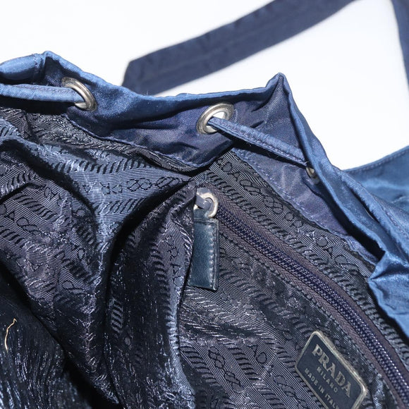 PRADA Backpack Nylon Navy Silver Auth 161363