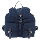 PRADA Backpack Nylon Navy Silver Auth 161363-13