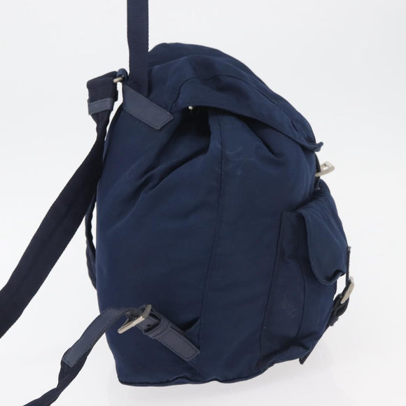 PRADA Backpack Nylon Navy Silver Auth 161363