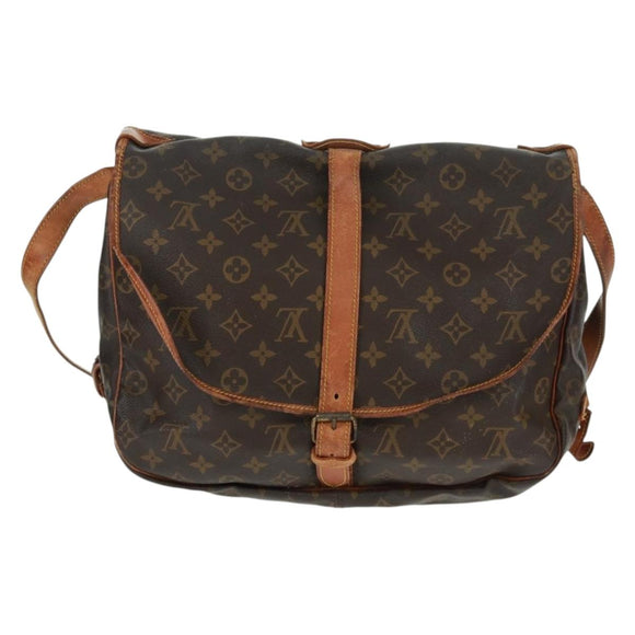 LOUIS VUITTON Monogram Saumur 35 Shoulder Bag M42254 LV Auth 161371