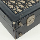 Christian Dior Attache Case Trotter Canvas Trunk Navy Silver Auth 161380V-12
