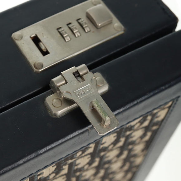 Christian Dior Attache Case Trotter Canvas Trunk Navy Silver Auth 161380V