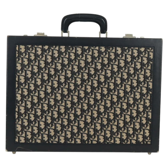 Christian Dior Attache Case Trotter Canvas Trunk Navy Silver Auth 161380V