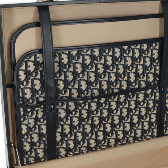 Christian Dior Attache Case Trotter Canvas Trunk Navy Silver Auth 161380V