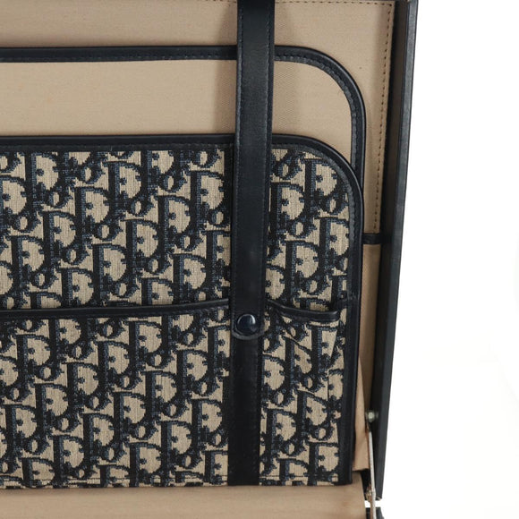 Christian Dior Attache Case Trotter Canvas Trunk Navy Silver Auth 161380V