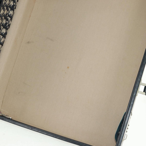 Christian Dior Attache Case Trotter Canvas Trunk Navy Silver Auth 161380V