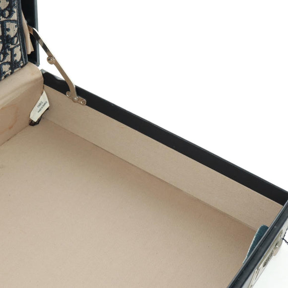 Christian Dior Attache Case Trotter Canvas Trunk Navy Silver Auth 161380V