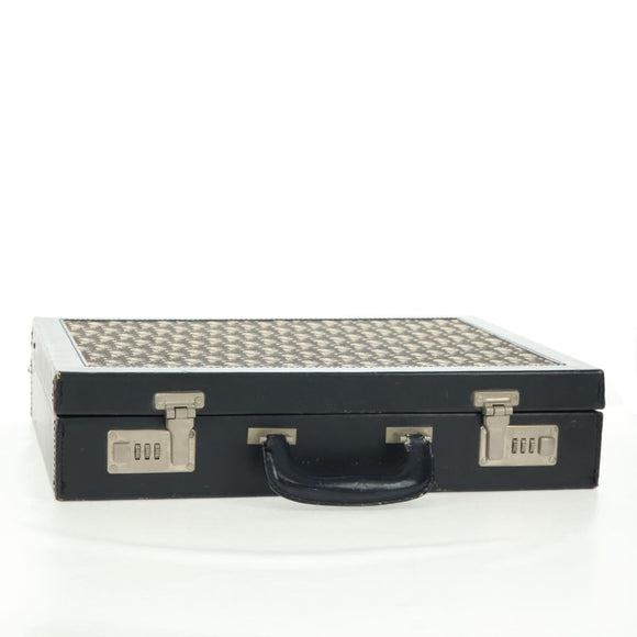 Christian Dior Attache Case Trotter Canvas Trunk Navy Silver Auth 161380V