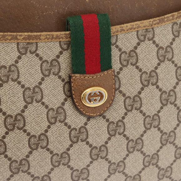 GUCCI GG Supreme Web Sherry Line Shoulder Bag PVC Beige 89 02 026 Auth 161386