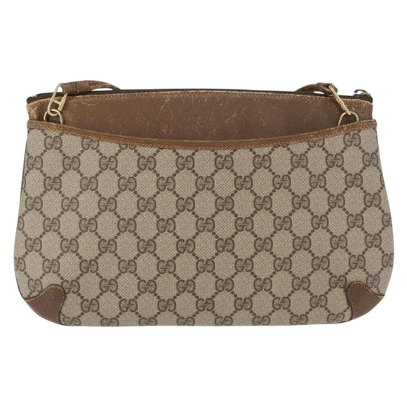 GUCCI GG Supreme Web Sherry Line Shoulder Bag PVC Beige 89 02 026 Auth 161386