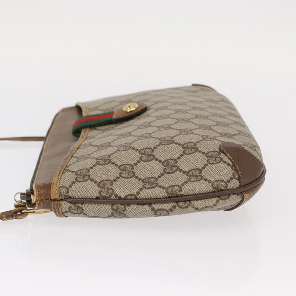 GUCCI GG Supreme Web Sherry Line Shoulder Bag PVC Beige 89 02 026 Auth 161386