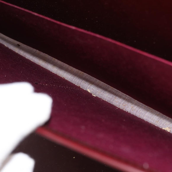 CARTIER Attache case Hand Bag Leather Bordeaux Gold Auth 161392