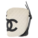 CHANEL Cambon Line Matelasse Umhängetasche Leder Schwarz Silber CC Auth 161402A-1