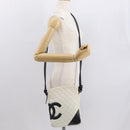 CHANEL Cambon Line Matelasse Umhängetasche Leder Schwarz Silber CC Auth 161402A-24
