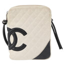 CHANEL Cambon Line Matelasse Umhängetasche Leder Schwarz Silber CC Auth 161402A-13