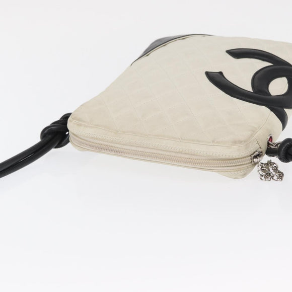 CHANEL Cambon Line Matelasse Umhängetasche Leder Schwarz Silber CC Auth 161402A