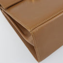 Salvatore Ferragamo Gancini Hand Bag Leather 2way Beige Gold Auth 161403-16