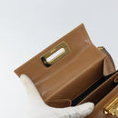 Salvatore Ferragamo Gancini Hand Bag Leather 2way Beige Gold Auth 161403-10