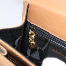 Salvatore Ferragamo Gancini Hand Bag Leather 2way Beige Gold Auth 161403-22