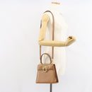 Salvatore Ferragamo Gancini Hand Bag Leather 2way Beige Gold Auth 161403-25