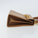 Salvatore Ferragamo Gancini Hand Bag Leather 2way Beige Gold Auth 161403-3
