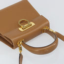 Salvatore Ferragamo Gancini Hand Bag Leather 2way Beige Gold Auth 161403-6