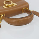 Salvatore Ferragamo Gancini Hand Bag Leather 2way Beige Gold Auth 161403-7