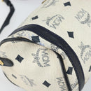 MCM Vicetos Logogram Shoulder Bag PVC Leather White Gold Auth 161404-14