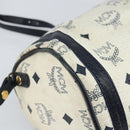 MCM Vicetos Logogram Shoulder Bag PVC Leather White Gold Auth 161404-16