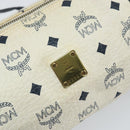 MCM Vicetos Logogram Shoulder Bag PVC Leather White Gold Auth 161404-12