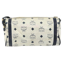 MCM Vicetos Logogram Shoulder Bag PVC Leather White Gold Auth 161404-2