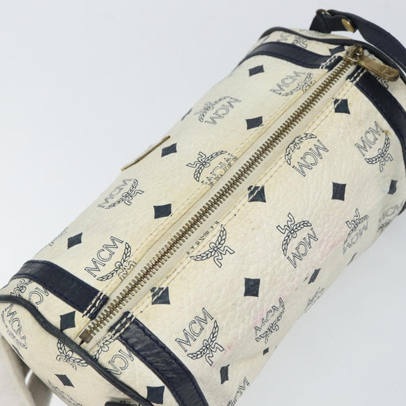 MCM Vicetos Logogram Shoulder Bag PVC Leather White Gold Auth 161404