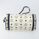 MCM Vicetos Logogram Shoulder Bag PVC Leather White Gold Auth 161404-5
