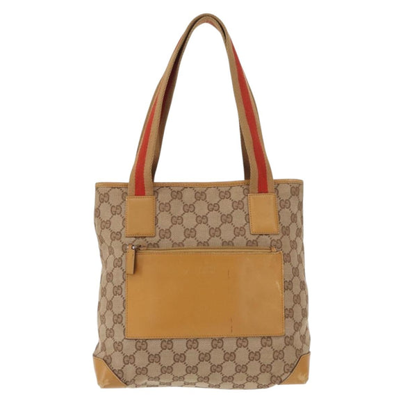 GUCCI GG Canvas Sherry Line Tote Bag Beige 019 0402 1705 Auth 161406