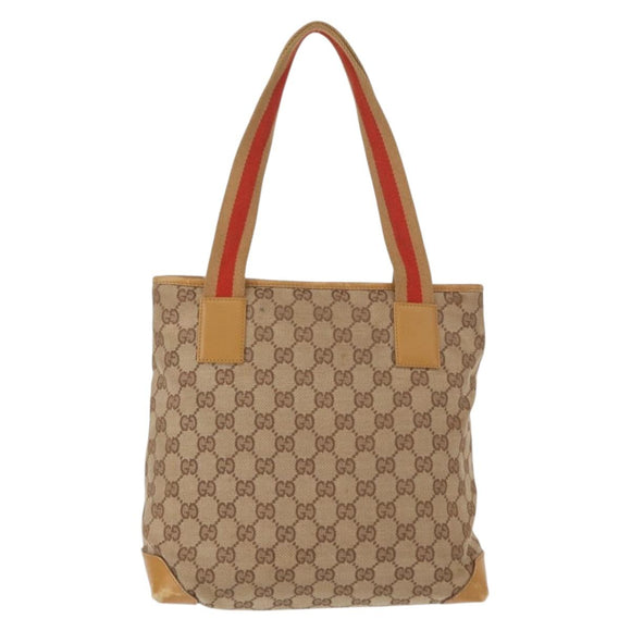 GUCCI GG Canvas Sherry Line Tote Bag Beige 019 0402 1705 Auth 161406