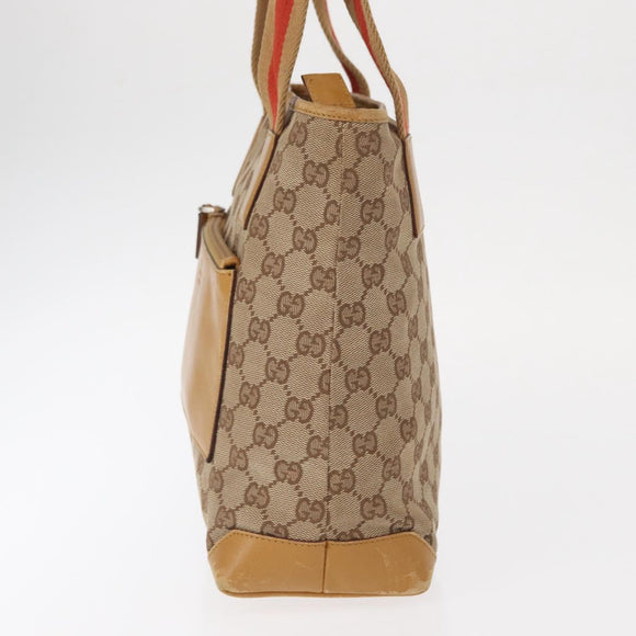GUCCI GG Canvas Sherry Line Tote Bag Beige 019 0402 1705 Auth 161406