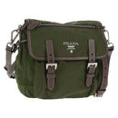 PRADA Shoulder Bag Nylon Green Silver Auth 161408-1