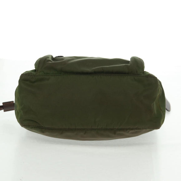 PRADA Shoulder Bag Nylon Green Silver Auth 161408