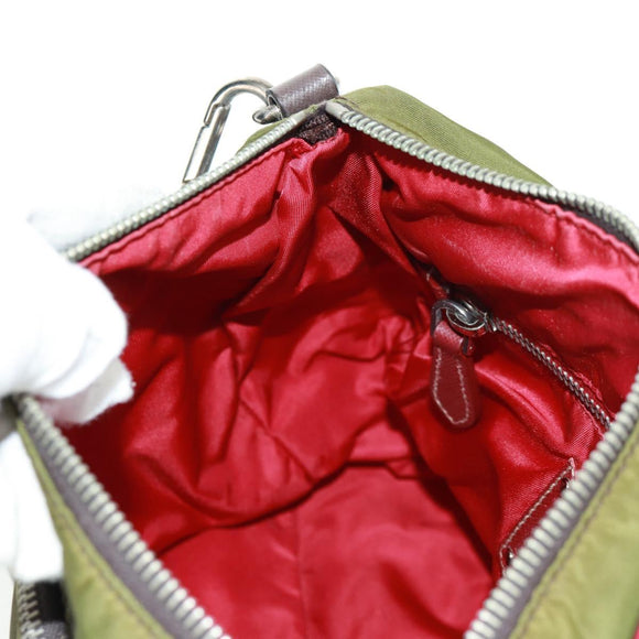 PRADA Shoulder Bag Nylon Green Silver Auth 161408
