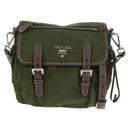PRADA Shoulder Bag Nylon Green Silver Auth 161408-13