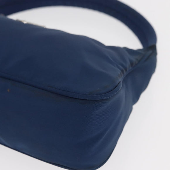 PRADA Hand Bag Nylon Blue Silver Auth 161409