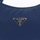 PRADA Hand Bag Nylon Blue Silver Auth 161409-17