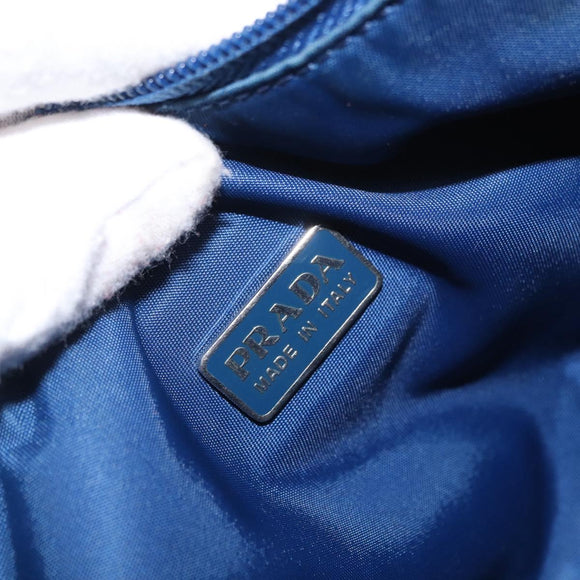PRADA Hand Bag Nylon Blue Silver Auth 161409